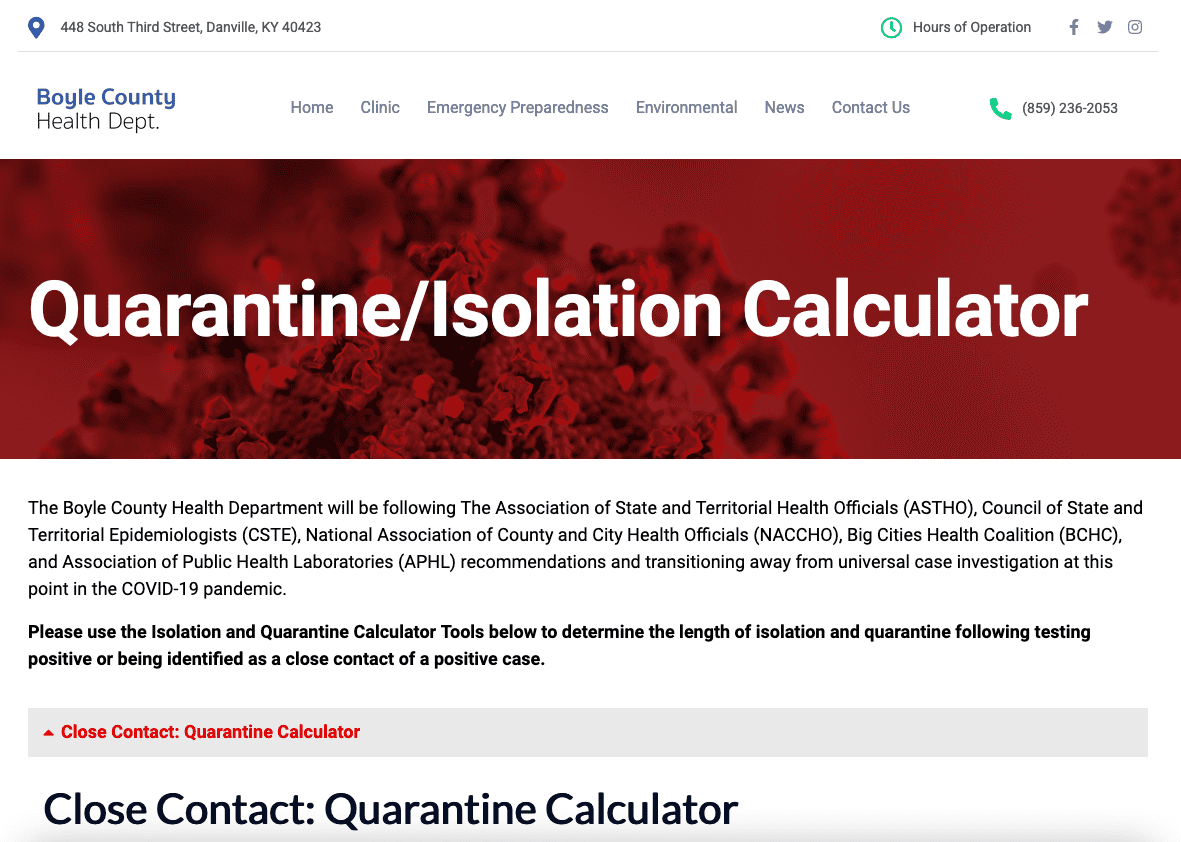 Quarantine/Isolation Calculator